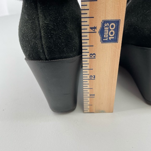 Cole Haan Womens Size 9B Black Pom Pom Wedge Sueded Leather Boots D35450 - Picture 11 of 11